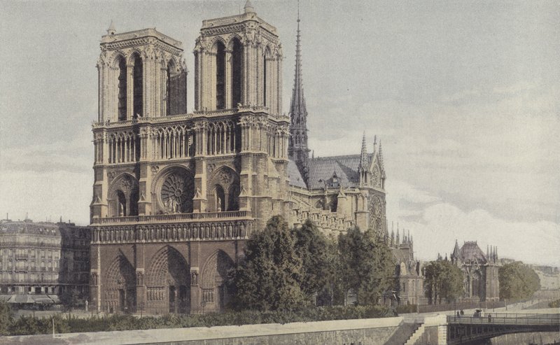 Paris, Notre-Dame-kyrkan, Vy över fasaden O av French Photographer