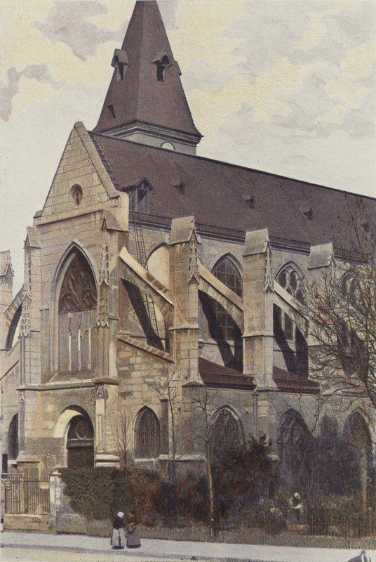 Paris, Saint-Medard-kyrkan, veranda O och sidovy av French Photographer