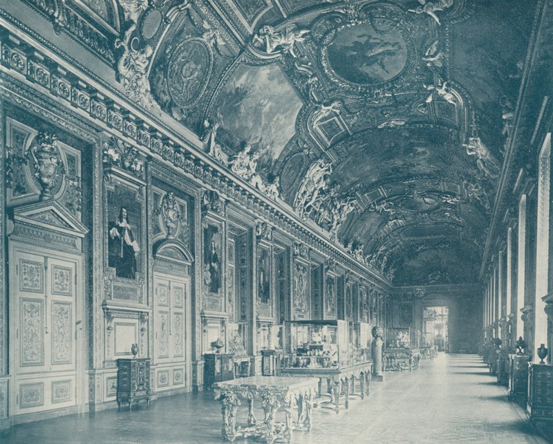 Paris: Gallery of Apollo, Louvren, med utsikt mot norr (s/v foto) av French Photographer