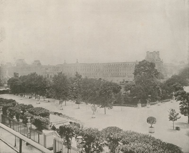 Paris: Trädgård mittemot Tuileriepalatset (s/v foto) av French Photographer