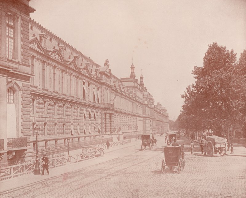 Paris: Louvren och Tuilerierna, South Side (s/v foto) av French Photographer