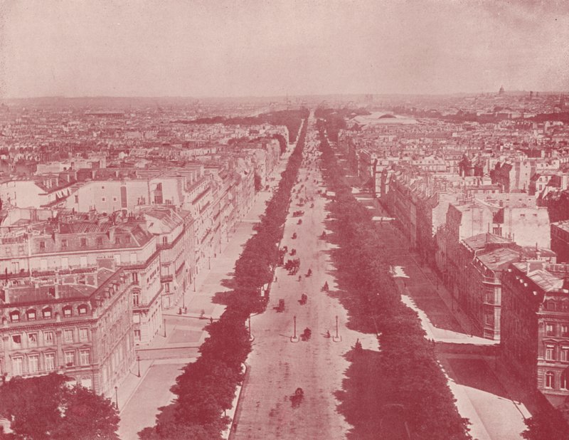 Paris: Perspektiv på Champs Elysees (s/v foto) av French Photographer