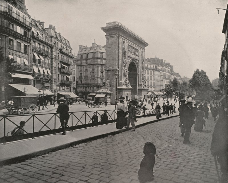 Paris: Porte St Denis, Lunch Hour (s/v foto) av French Photographer