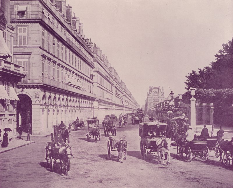 Paris: Rue de Rivoli, österut, från Place de la Concorde (s/v foto) av French Photographer
