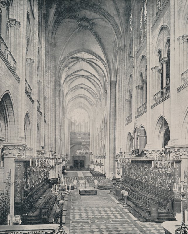 Paris: Interiören av Notre Dame-katedralen (s/v foto) av French Photographer
