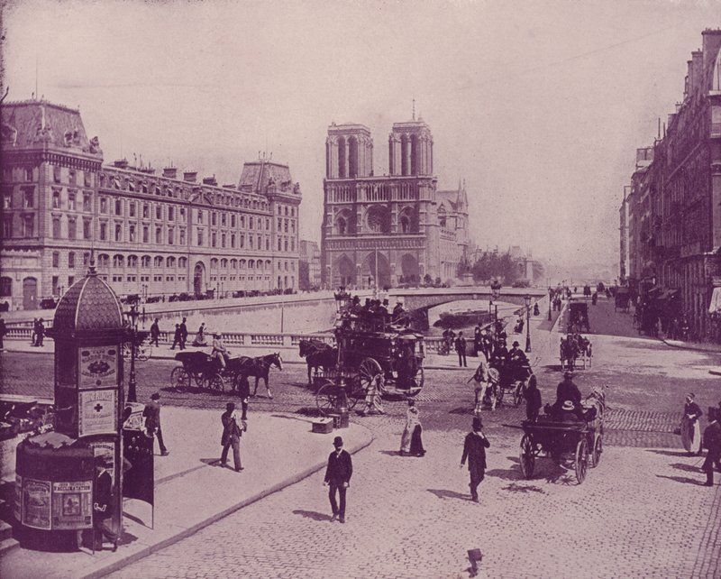 Paris: Pont St Michel och Notre Dame (s/v foto) av French Photographer