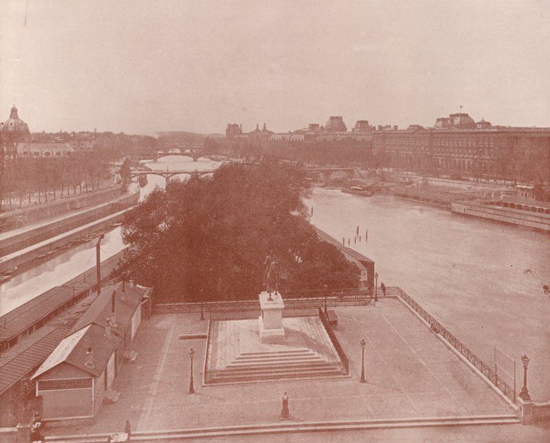Paris: Utsikt västerut från Pont Neuf (s/v foto) av French Photographer