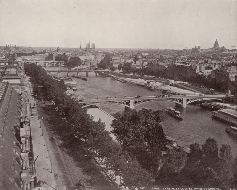 Paris: Utsikt över Seine och City Island (s/v foto) av French Photographer