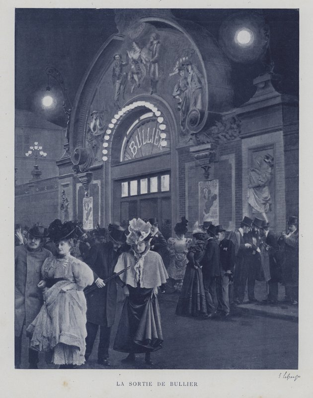 Människor som lämnar Bal Bullier, Paris (s/v foto) av French Photographer