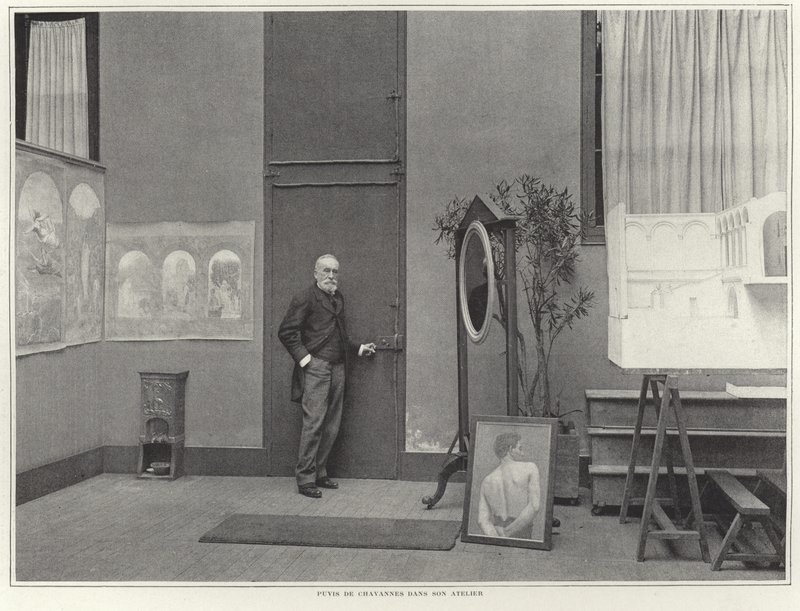 Pierre Puvis de Chavannes i sin verkstad av French Photographer