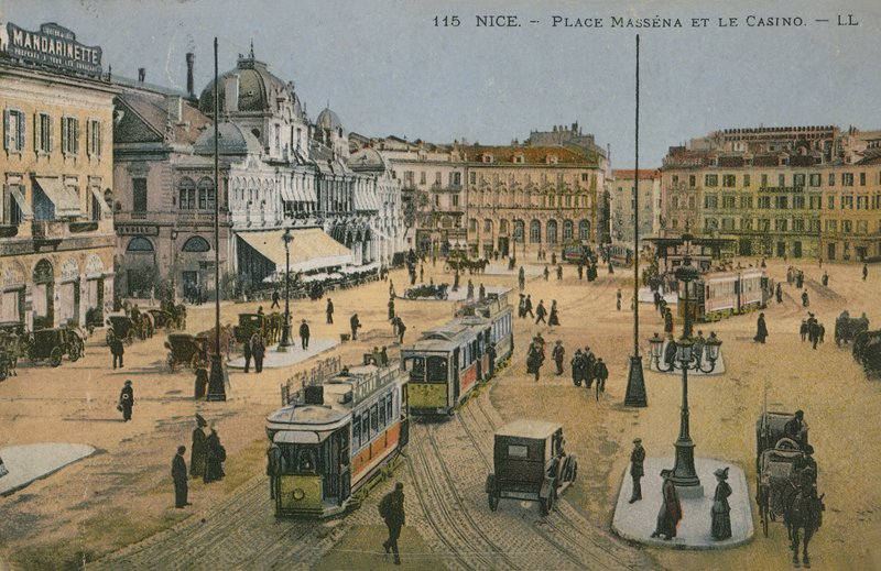 Place Massena och kasinot, Nice. Vykort skickat 1913. av French Photographer