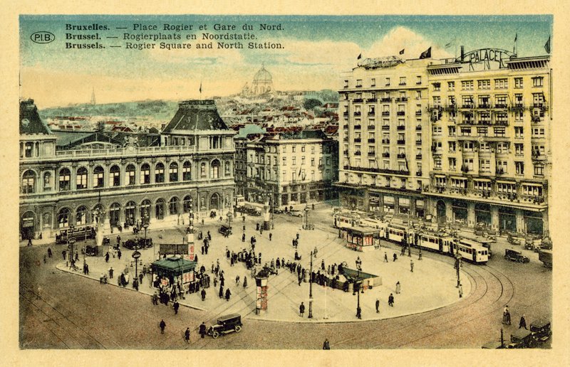 Place Rogier och Gare du Nord, Bryssel (färgfoto) av French Photographer