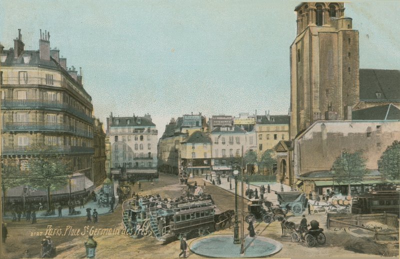 Place St Germain des Pres, Paris. Vykort skickat 1913. av French Photographer
