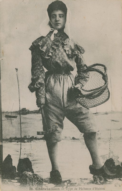 Vykort av en ostronfiskare, skickat 1913 av French Photographer