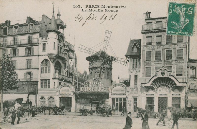 Vykort från Moulin Rouge, Paris, skickat 1913 av French Photographer
