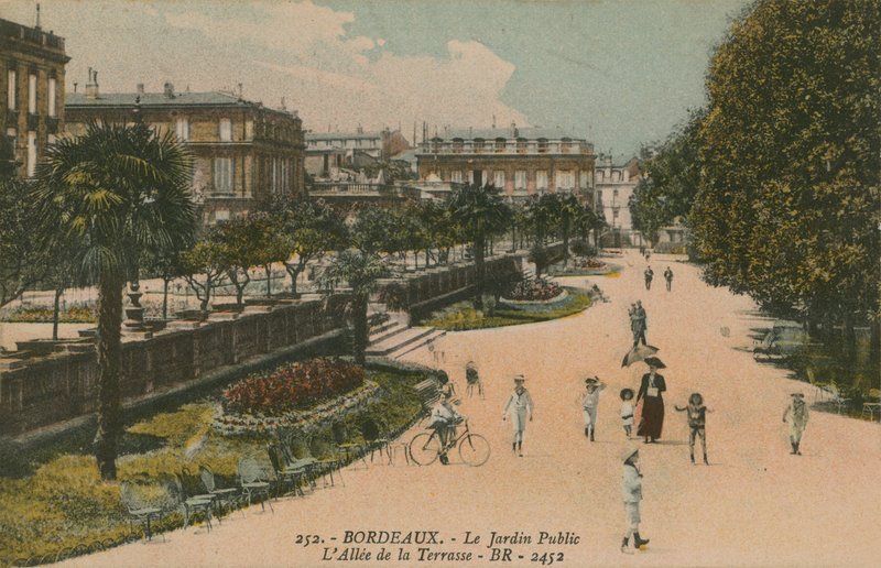 Offentlig trädgård i Bordeaux, Frankrike. Vykort skickat 1913. av French Photographer