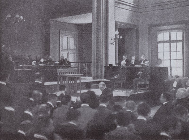 Ny rättegång i fallet med Alfred Dreyfus, fransk arméofficer felaktigt dömd för förräderi, Rennes, Frankrike, 1899 av French Photographer