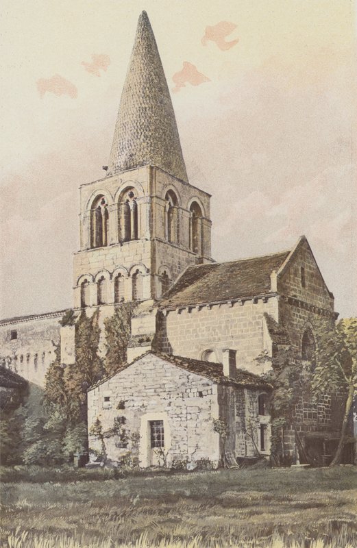 Saint-Estephe, kyrkan, klocktornet och absiden av French Photographer