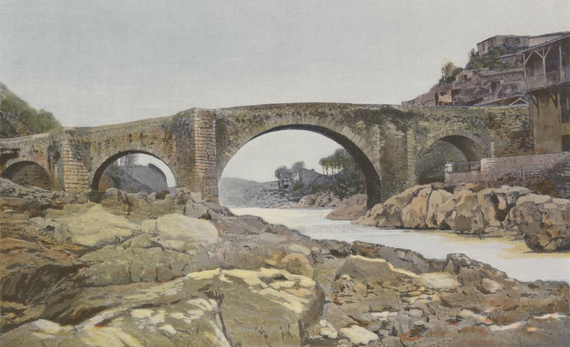 Saint-Lizier-de-Couserans, bron över Salat av French Photographer