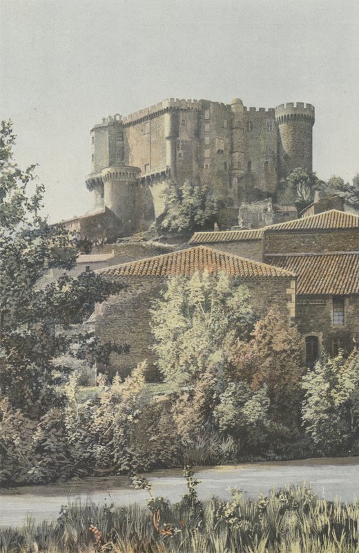 Suze-la-Rousse, Chateau, Utsikt från sidan av slätten av French Photographer