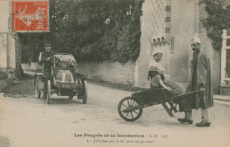 The Progress of Locomotion, vykort skickat 1913 av French Photographer