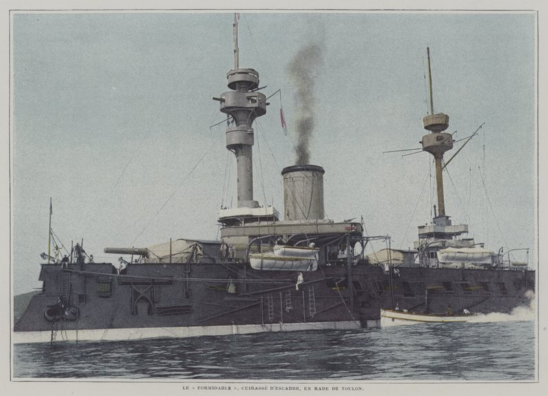 Slagskeppet Formidable i Toulons hamn (färgfoto) av French Photographer