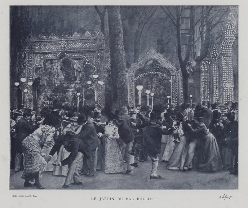 Trädgården i Bal Bullier, Paris (s/v foto) av French Photographer