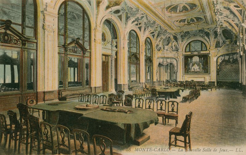 Det nya spelrummet i ett Monte Carlo kasino. Vykort skickat 1913. av French Photographer