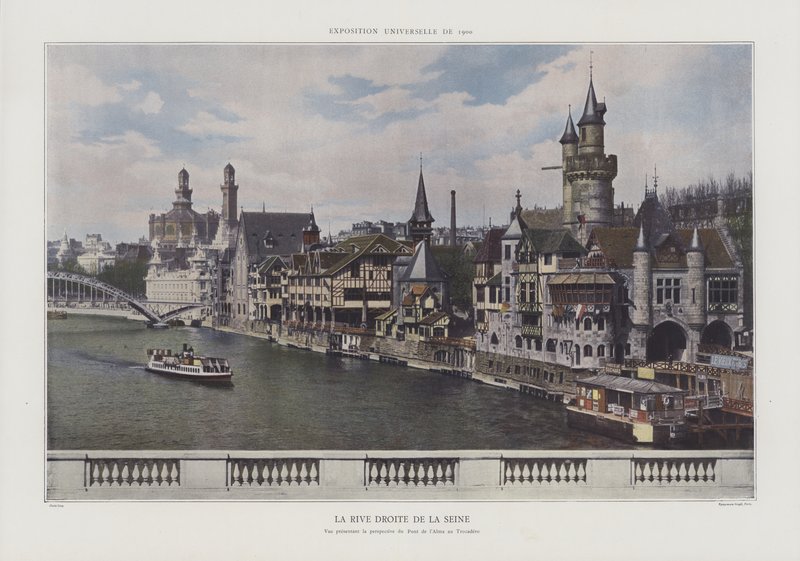 Seines högra strand under Exposition Universelle 1900, Paris (färgfoto) av French Photographer