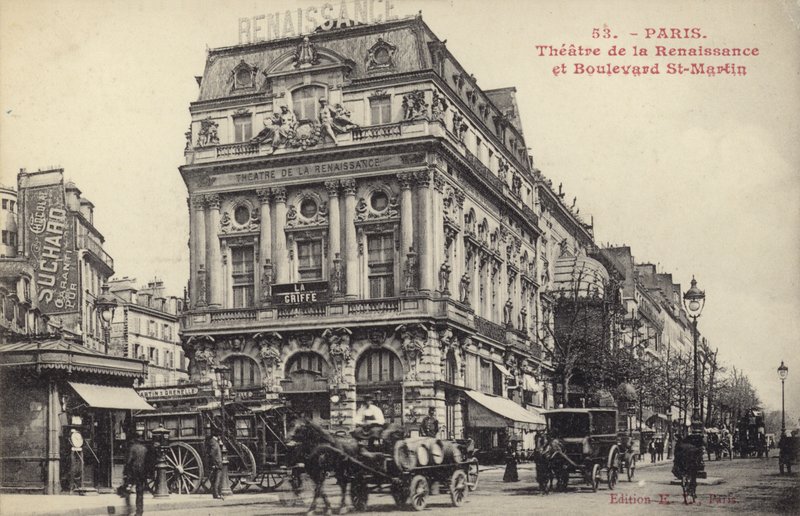 Theatre de la Renaissance och Boulevard St Martin, Paris av French Photographer