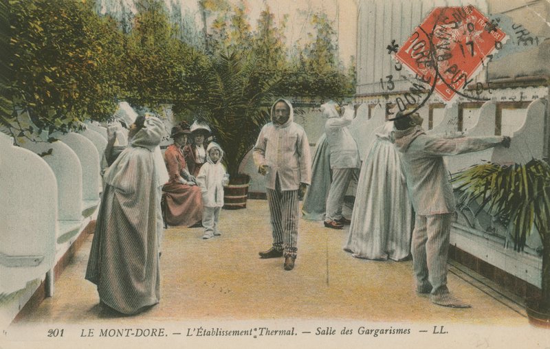 Termiska källor, Le Mont Dore, Frankrike. Vykort skickat 1913. av French Photographer
