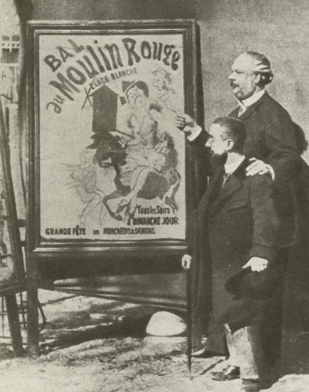 Toulouse-Lautrec med en chef för Moulin Rouge, Paris (s/v foto) av French Photographer