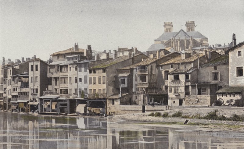 Verdun, Absid av katedralen, Vy tagen från högra stranden av Meuse av French Photographer