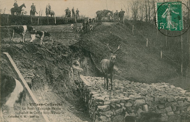 Villers-Cotterets. La Foret - Crew Menier Hallali de Cerf i silly-la-Poterie. Vykort skickat 1913. av French Photographer