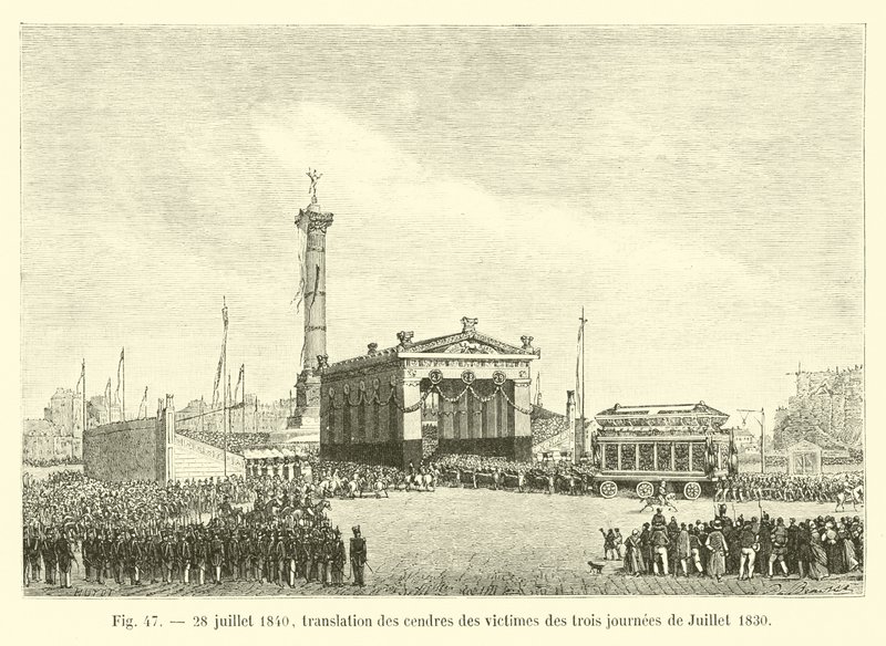 28 juli 1840, översättning av askan efter offren under de tre dagarna av juli 1830 av French School