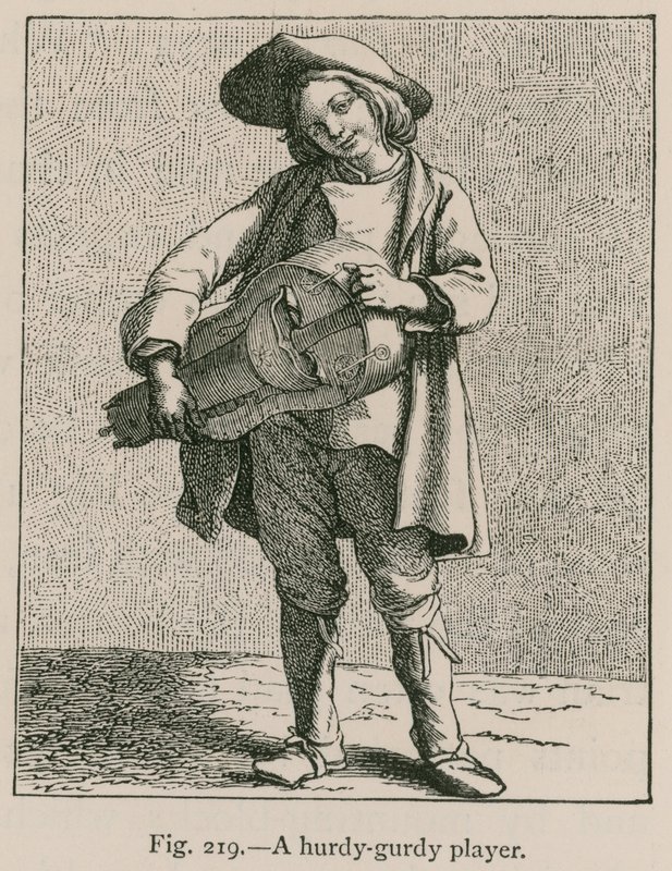 En Hurdy-Gurdy-spelare av French School