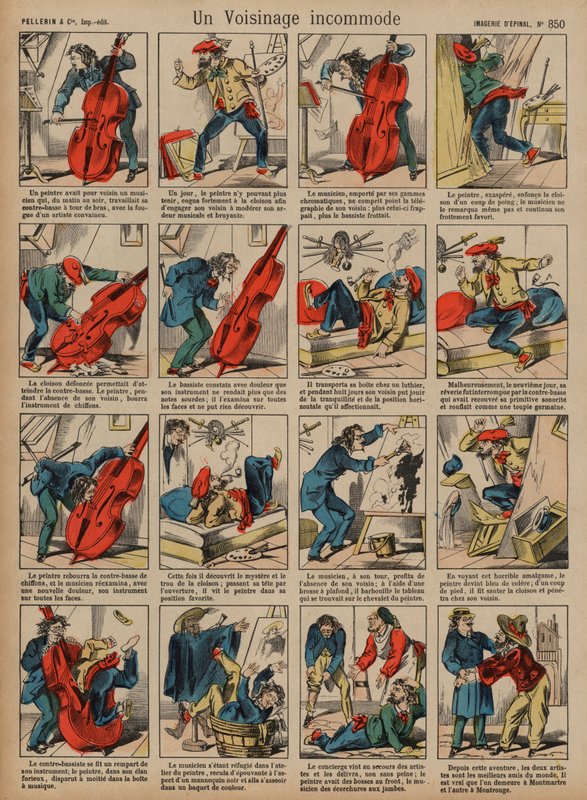 En tvist mellan grannar (färgad gravyr) av French School