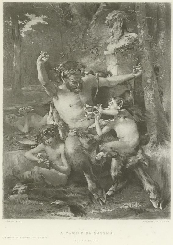 En familj av satyrer (djuptryck) av French School