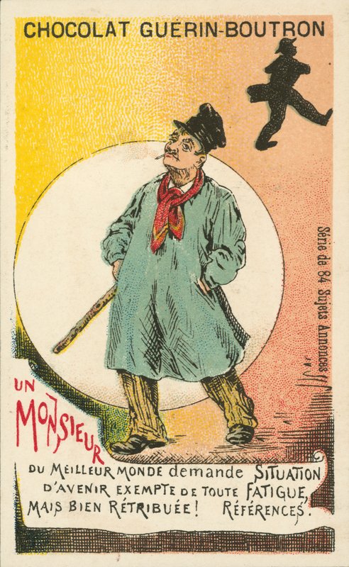 En gentleman som söker välbetald lätt anställning (litho) av French School