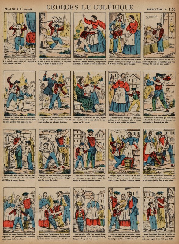 En hetlevrad pojke som heter Georges (färgad gravyr) av French School