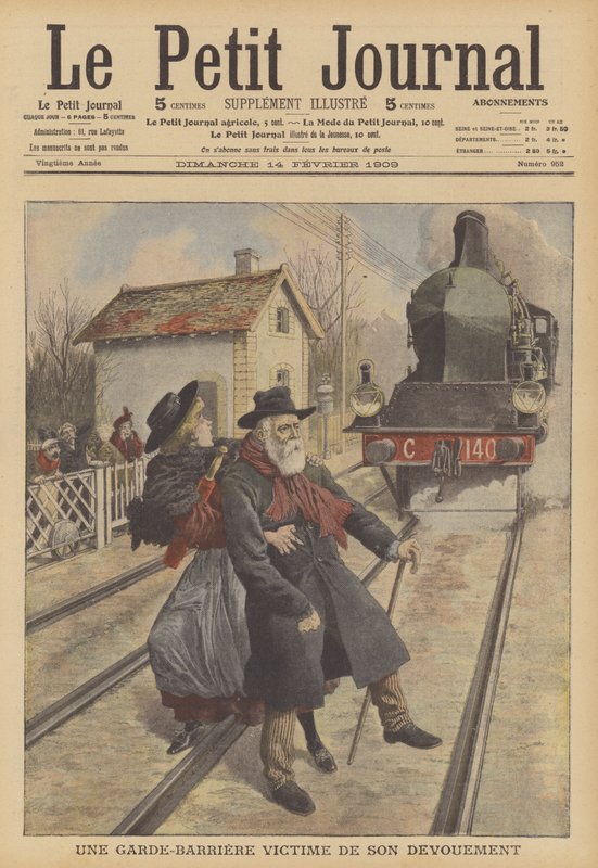En plankorsningsvakt dödad i tjänsten (färg litho) av French School