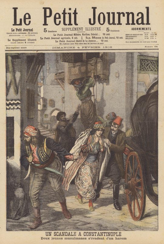 En skandal i Konstantinopel (färg litho) av French School