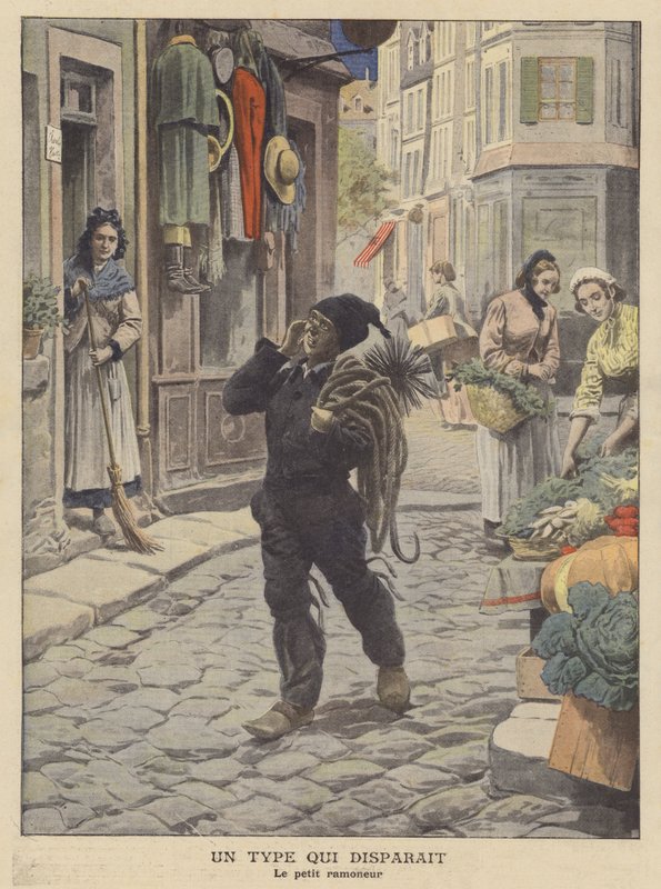 En försvinnande ras: den lilla sotaren (färg litho) av French School