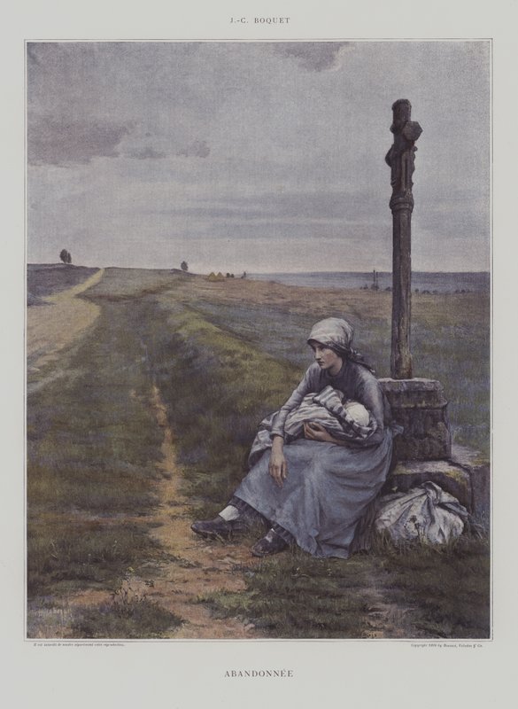 Abandonnee (Abandoned) (färg litho) av French School