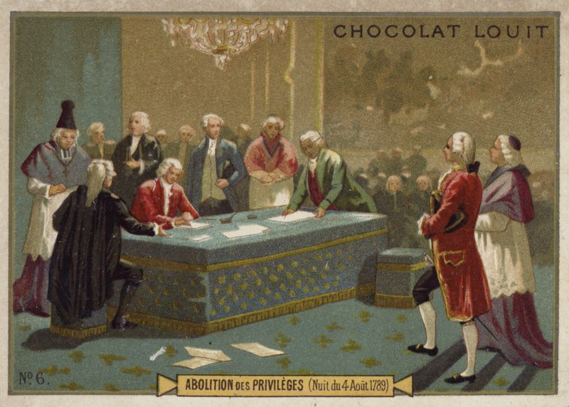 Avskaffande av privilegier av den nationella konstituerande församlingen, franska revolutionen, 4 augusti 1789 av French School