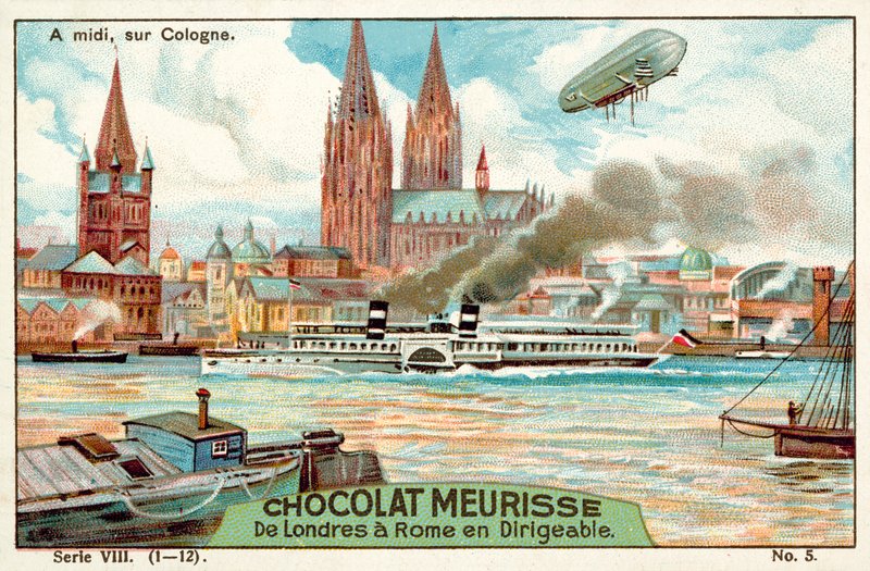 Ovanför Köln vid middagstid (chromolitho) av French School
