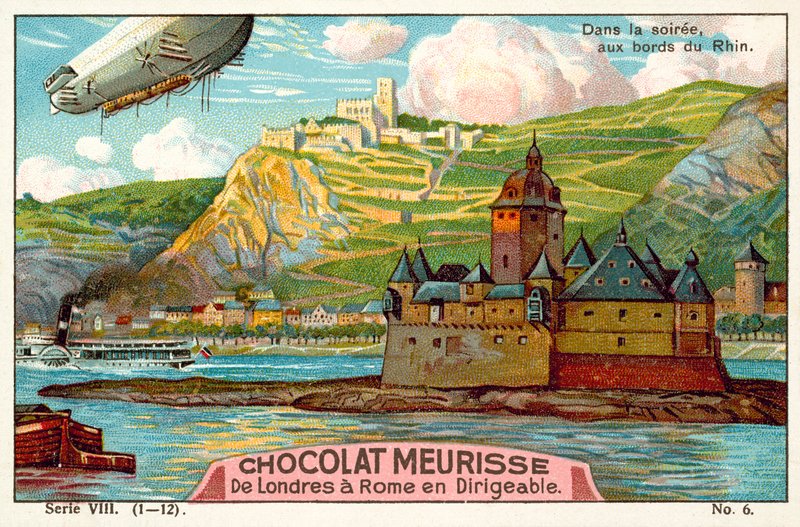Ovanför Rhens stränder på kvällen (chromolitho) av French School