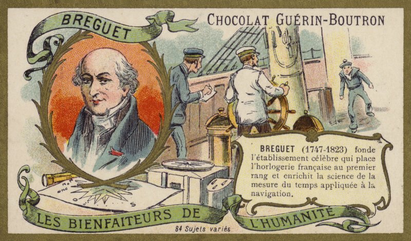 Abraham-Louis Breguet, schweizisk urmakare (chromolitho) av French School