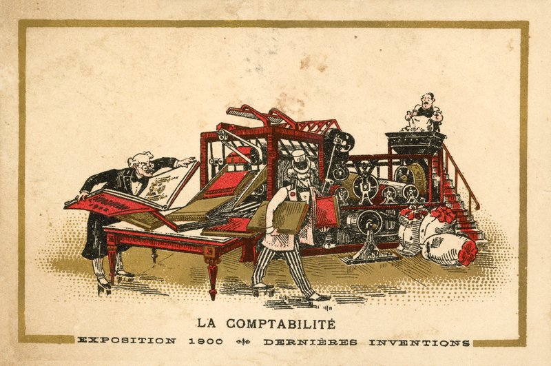 Bokföring (chromolitho) av French School
