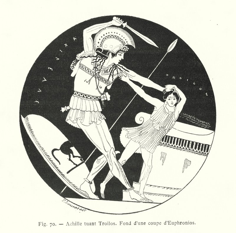 Achilles dödar Troilus (litho) av French School